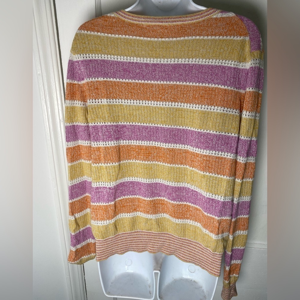 VERONICA BEARD Striped Purple & Pink Women's Pastel Sweater XL - Picture 3 of 4